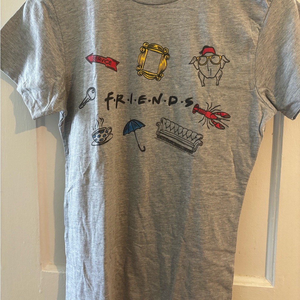 Gray Graphic Women's Tee with Friends Icons